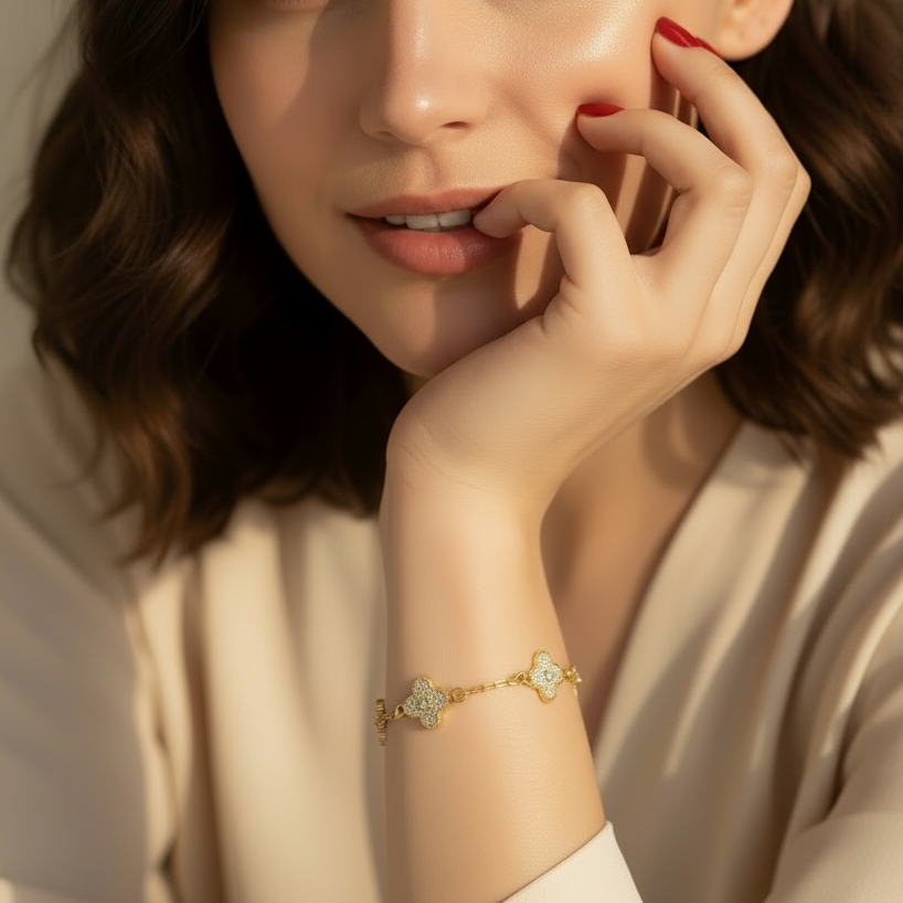 valentina pave clover bracelet