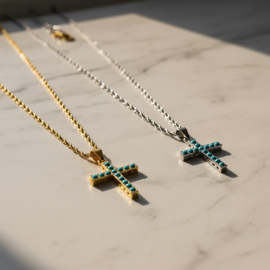 stella turquoise cross necklace