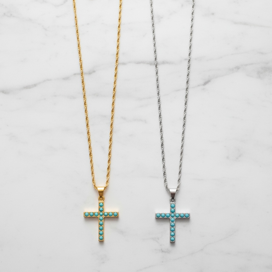 stella turquoise cross necklace