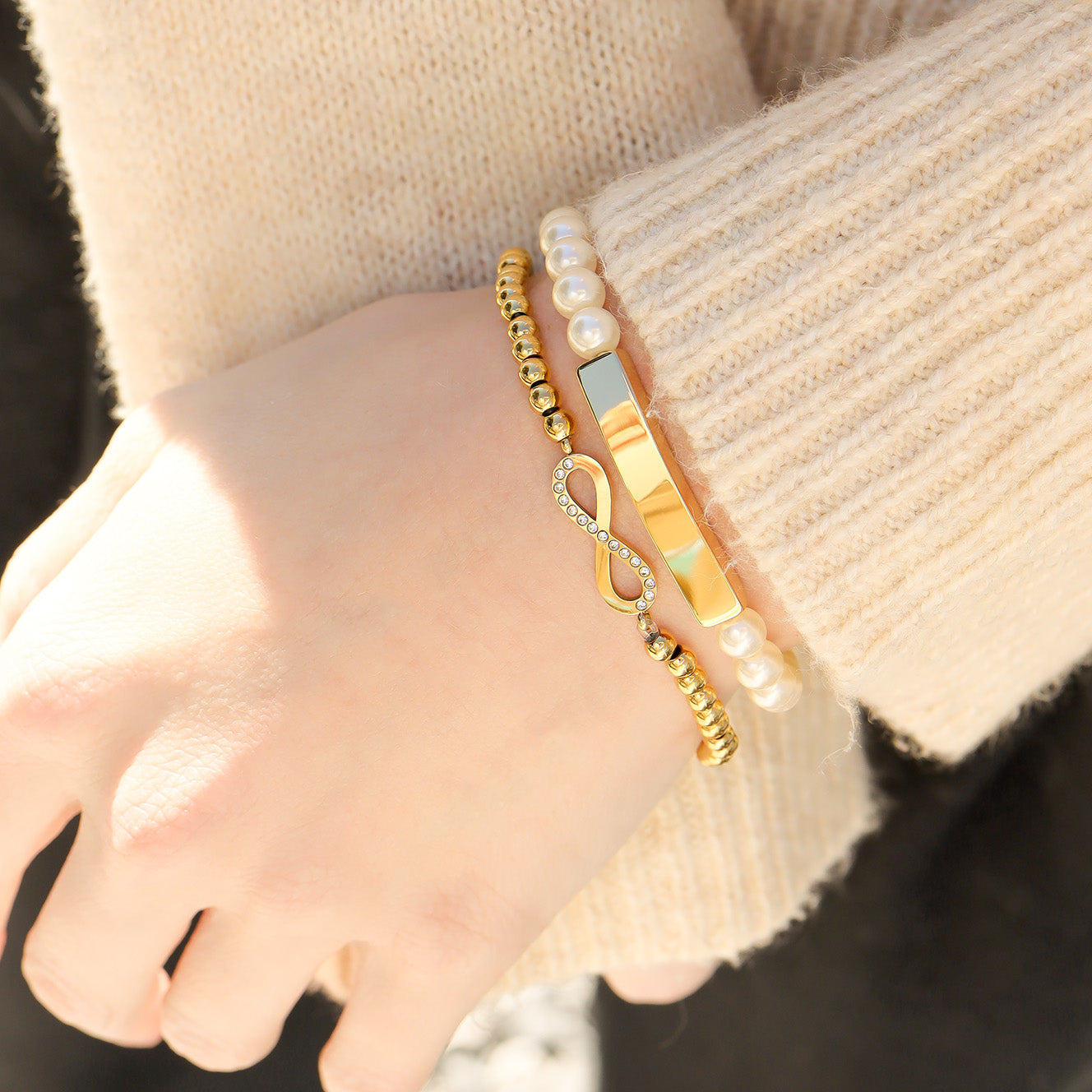 luxe bead stretch bracelet