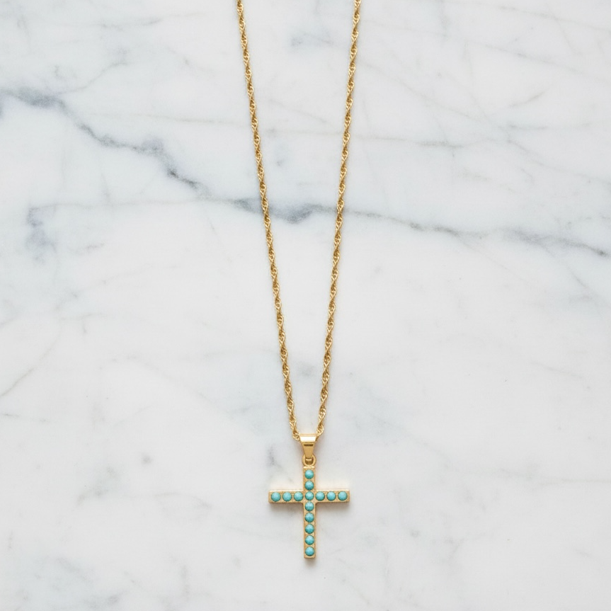 stella turquoise cross necklace