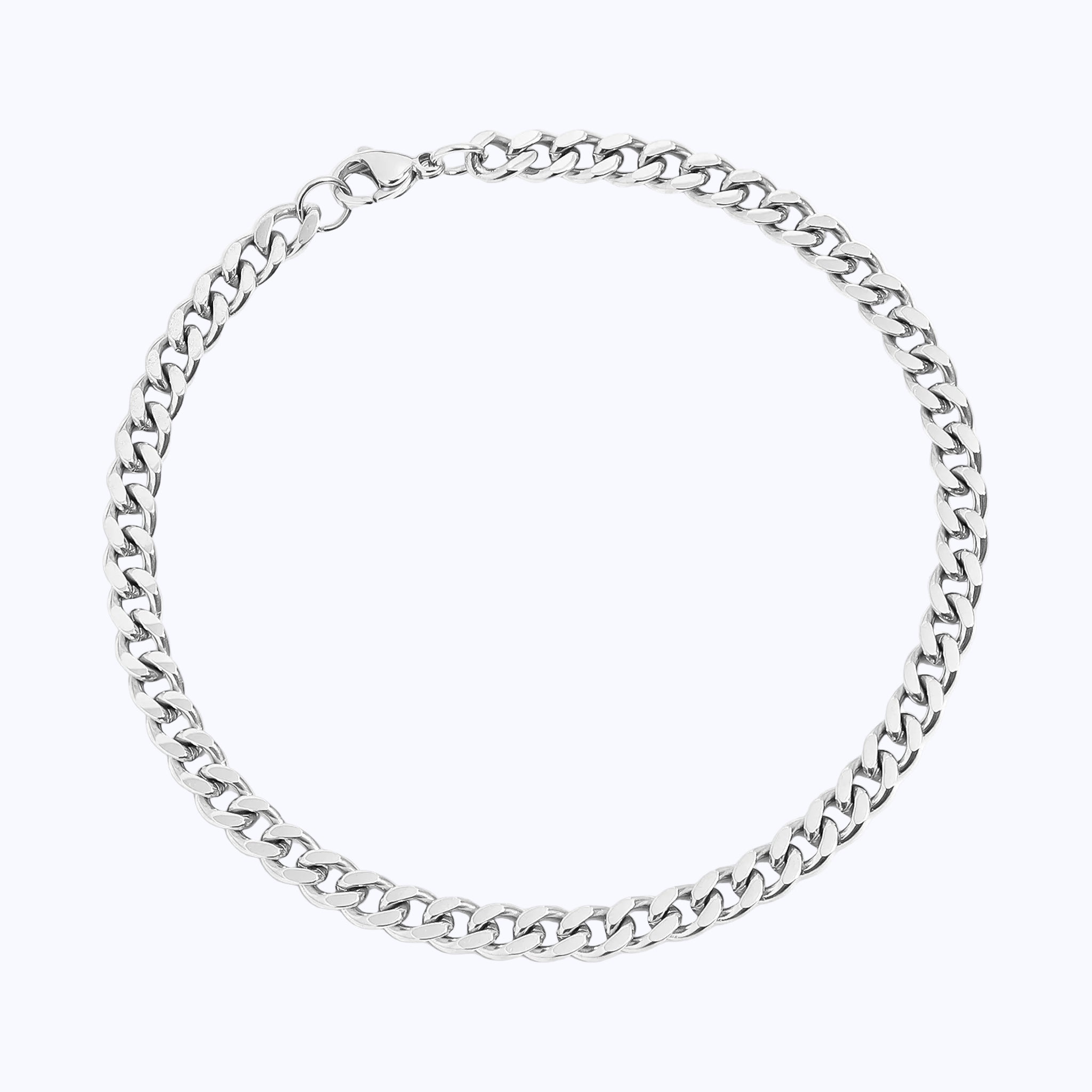 Silver chain bracelet on white background