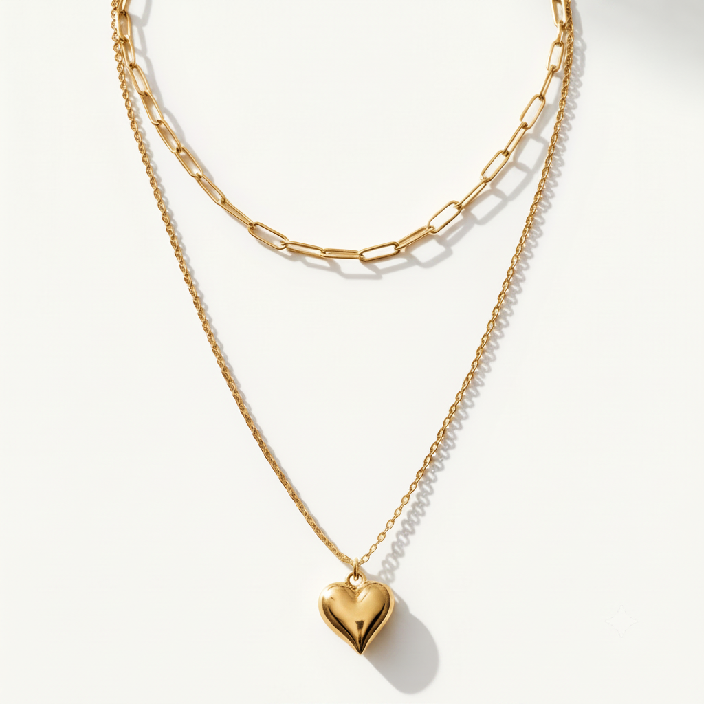 Gold Layered Heart Necklace