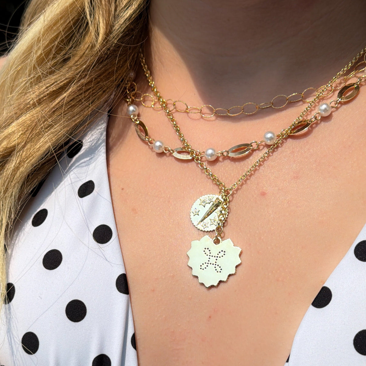 radiant heart and coin necklace