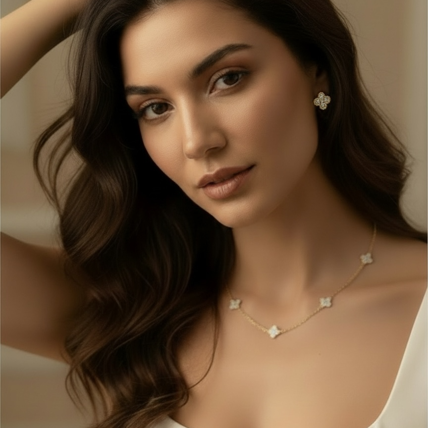 valentina pave clover studs