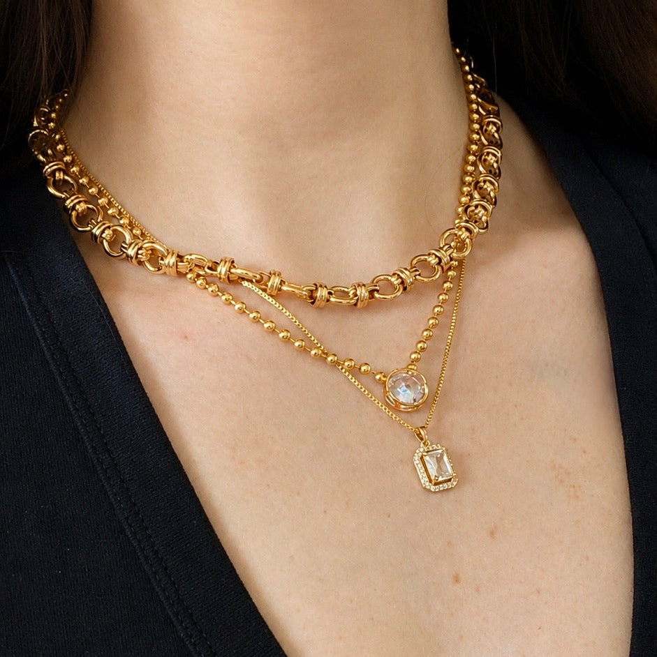radiant square pendant necklace
