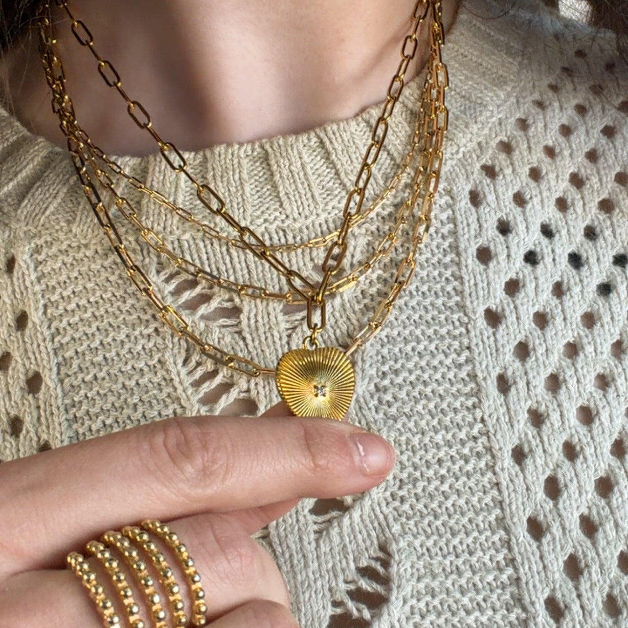 she decides triple paperclip necklace
