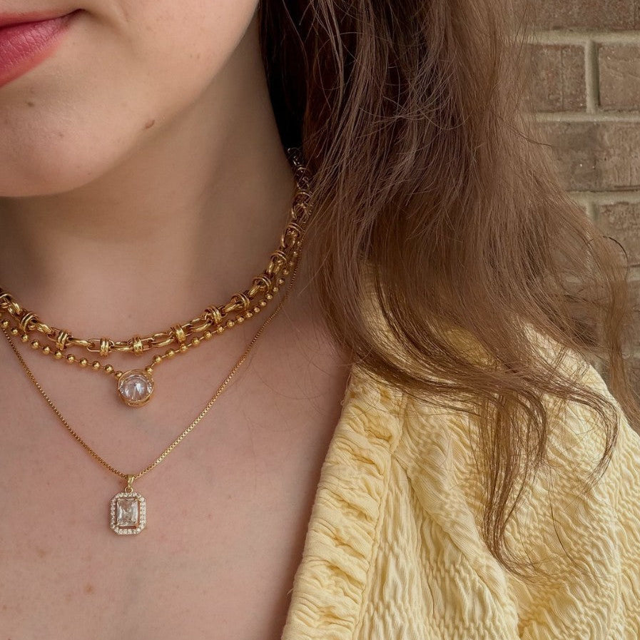 radiant square pendant necklace