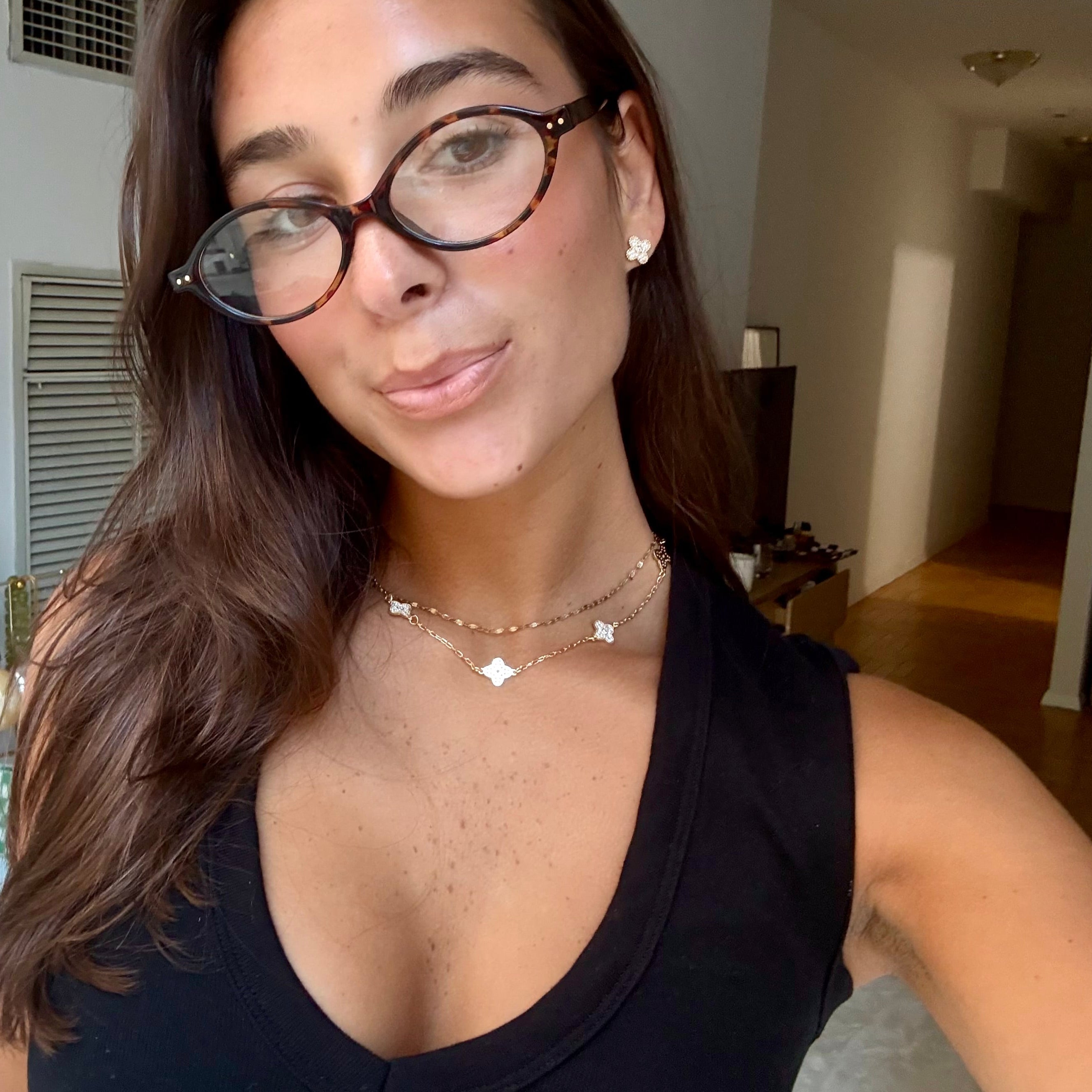 valentina pave clover necklace