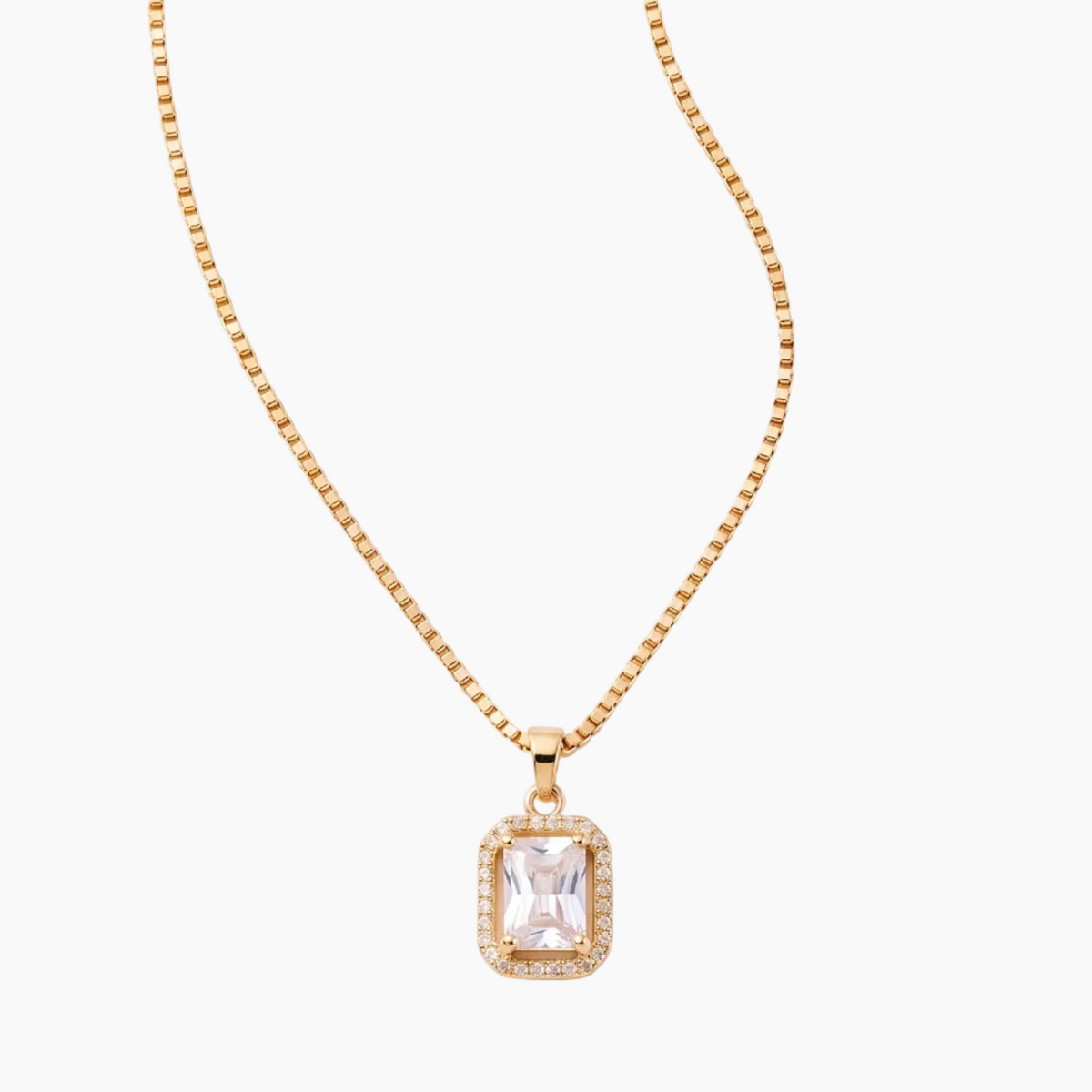 radiant square pendant necklace