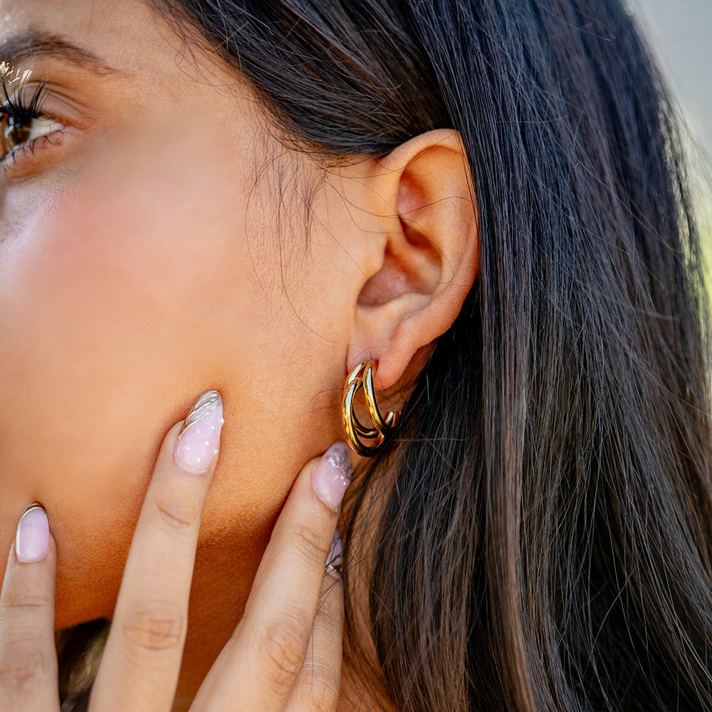 the tiered huggie hoops