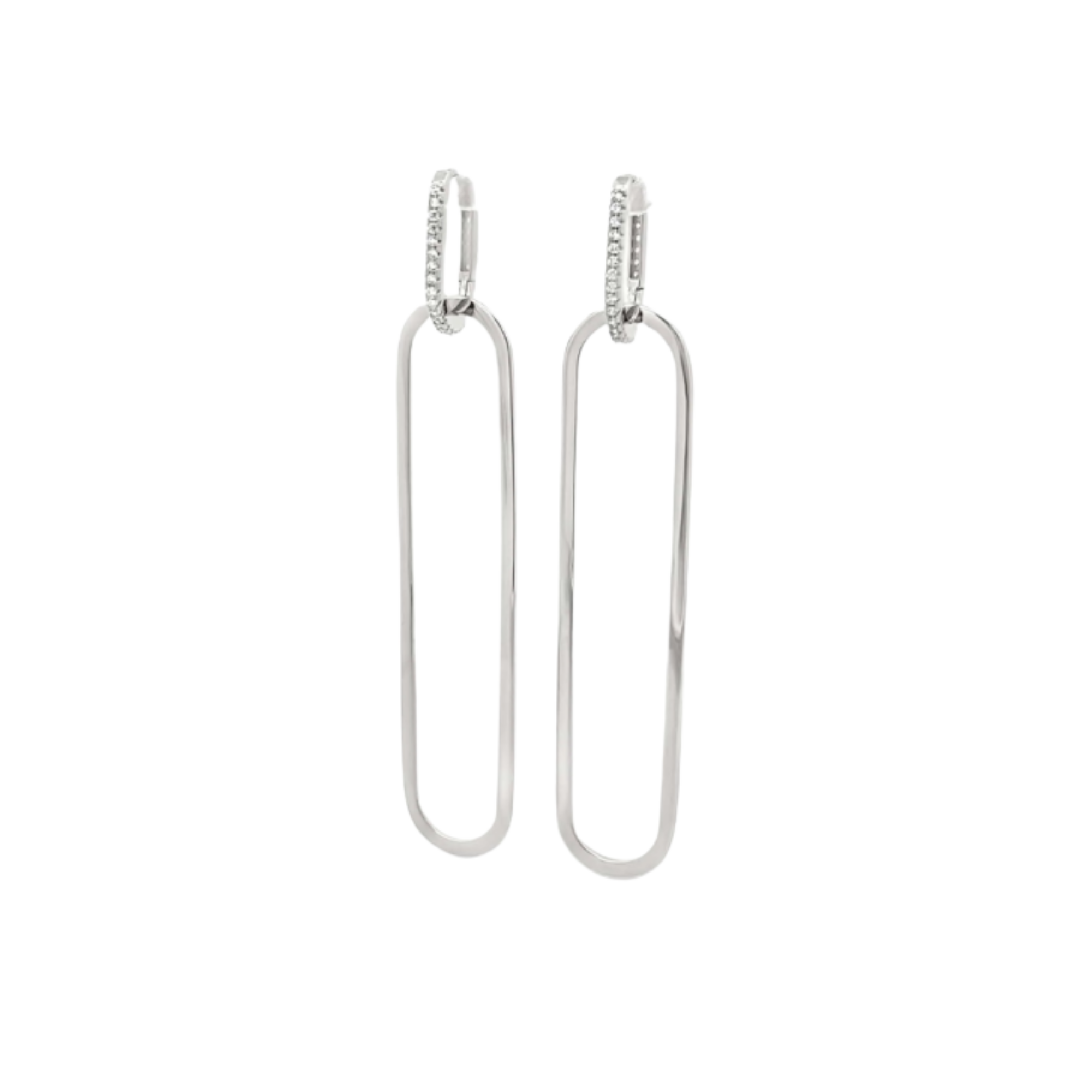 paperclip dangle pavé earrings