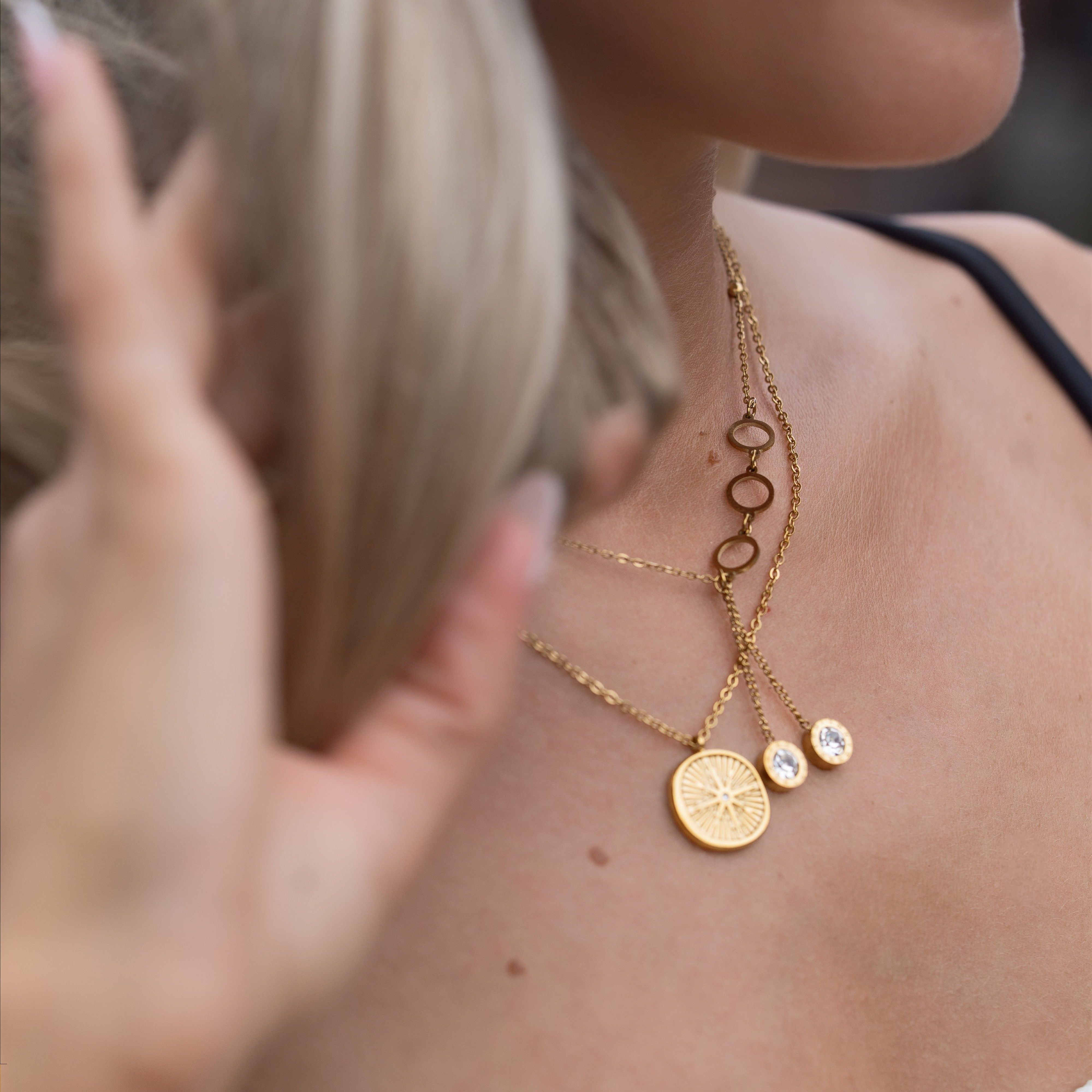 halo drop necklace